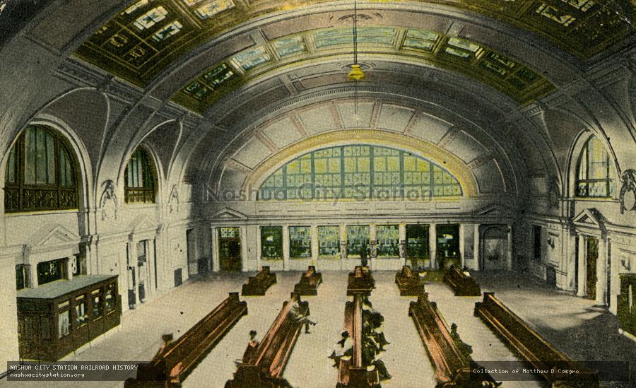 Postcard: Interior of Union Station, Worcester, Massachusetts